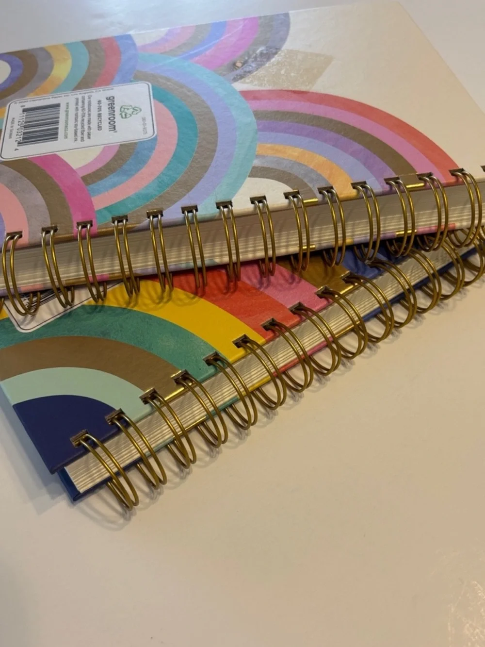 Greenroom Recycled Rainbow Theme Spiral Notebook Bundle of 2